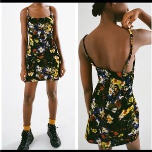 Urban Outfitters Mallory Black Floral Backless Dress